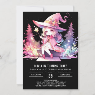 Cute Magical Wizard Birthday Invitation