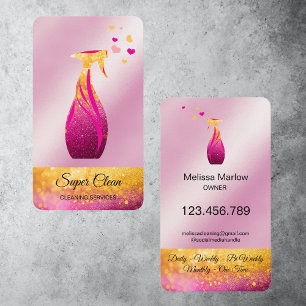 Cute Maid Cleaning House Colourful Hearts Business Card