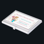 Cute Maid House Pink Glitter Cleaning Service Business Card Holder<br><div class="desc">Cute Pink Glitter Cartoon Duster Maid House Cleaning Service Business Card holder.  Perfect for holding all of your business cards to stay organised and look more professional.  Personalise this with your own name and details to make it your own.</div>