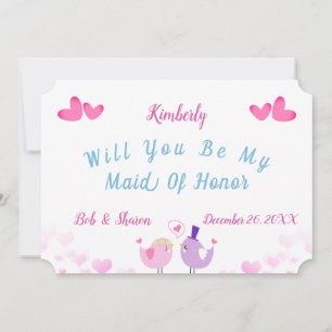 Cute Maid Of Honour Invitation Card