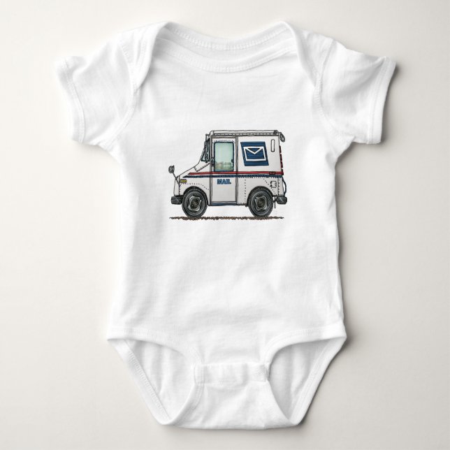 Cute Mail Truck Baby Bodysuit (Front)