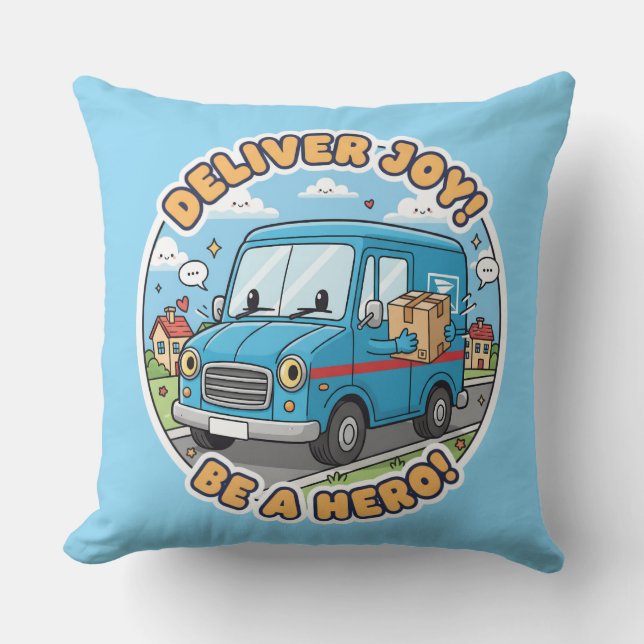 Cute Mail Truck Deliver Joy Cushion (Front)