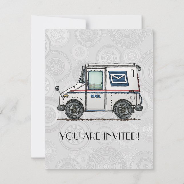Cute Mail Truck Invitation (Front)