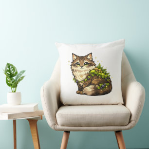 Cute Maine Coon Cat Custom Name Accent Cushion
