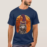 Cute maine coon cat kitten with witch hat