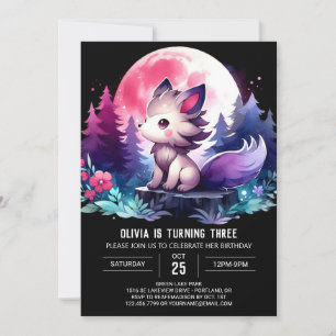 Cute Majestic Wolf Birthday Invitation