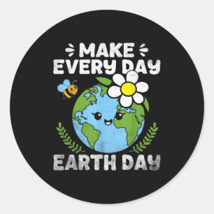 Cute make everyday earth day kids classic round sticker
