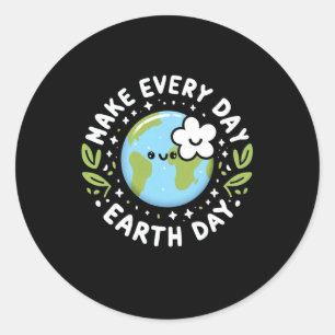 Cute Make Everyday Earth Day Kids  Classic Round Sticker