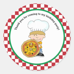 Cute Make Your Own Pizza Party Boy Thank You Classic Round Sticker