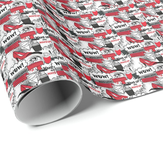 Cute Makeup Girl – kawaii Beauty and Glam Fashion Wrapping Paper (Roll Corner)