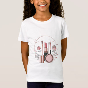 Cute Makeup Lover Girls T-Shirt   Floral Lipstick 