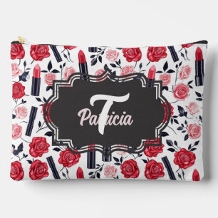 Cute makeup pattern add monogram accessory pouch