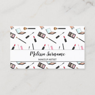 Cute Makeup Pattern - Personalizable Makeup Artist Business Card