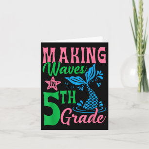 Cute Making Wave In 5th Grade Mermaid Lover Back T Card