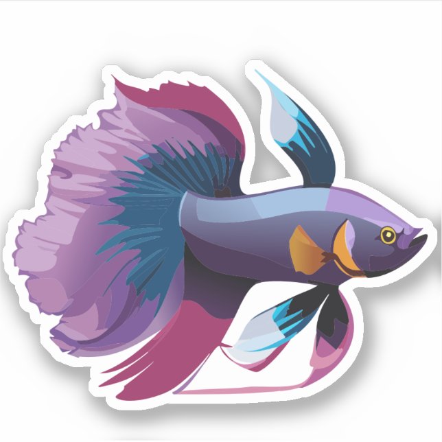 Cute Male Beta Fish Cartoon Charactor (Front)