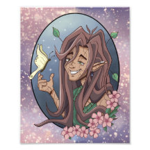 Cute Male Elf And Pale Cream Butterfly