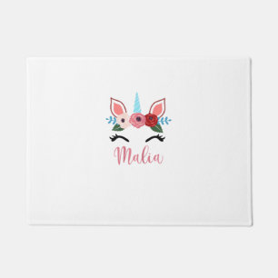 Cute Malia Magical Floral Unicorn For Girls T-Shir Doormat