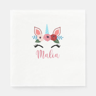 Cute Malia Magical Floral Unicorn For Girls T-Shir Napkin
