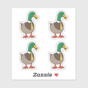 Cute Mallard Duck White Collar Necktie 4