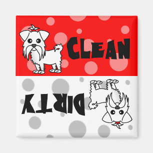 Cute Maltese Clean / Dirty Dishwasher Magnet