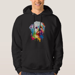 Cute Maltese Colorful Watercolor Pet Dog Lover Hoodie
