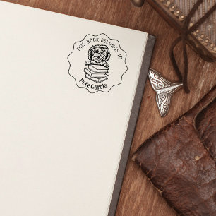 Cute Maltese Dog Book Rubber Stamp