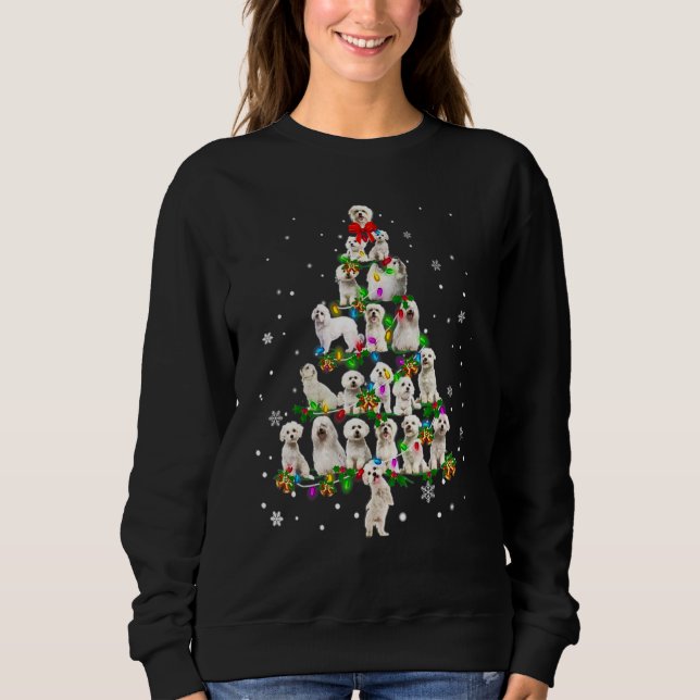 Cute Maltese Dog Christmas Tree  Decor Xmas Tree Sweatshirt (Front)