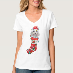 Cute Maltese Dog Christmas, Xmas Maltese Dog T-Shirt