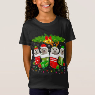 Cute Maltese Dog In Sock Christmas Santa Xmas Dog T-Shirt