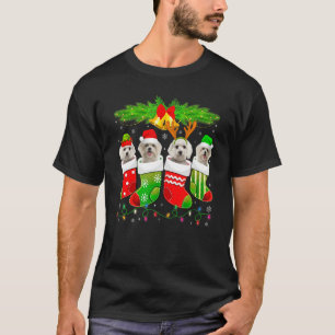Cute Maltese Dog In Sock Christmas Santa Xmas Dog T-Shirt