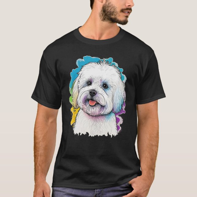 Cute Maltese Dog on Maltese dog  1 T-Shirt (Front)
