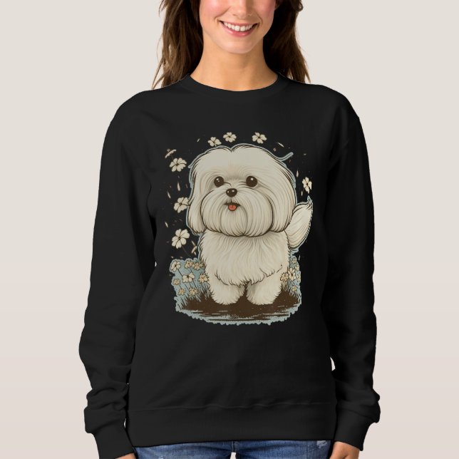 Cute Maltese Dog on Maltese dog  5 Sweatshirt (Front)