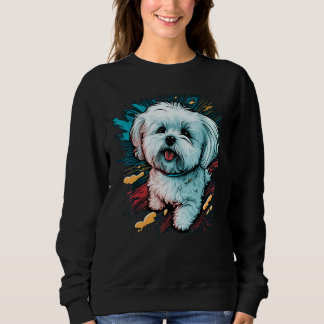 Cute Maltese Dog on Maltese dog Sweatshirt