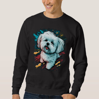 Cute Maltese Dog on Maltese dog Sweatshirt