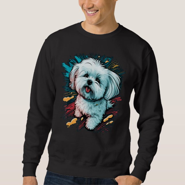 Cute Maltese Dog on Maltese dog Sweatshirt (Front)