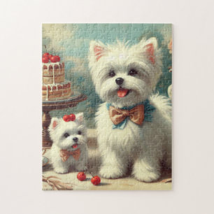 Cute Maltese Puppy Painting Jigsaw Puzzle