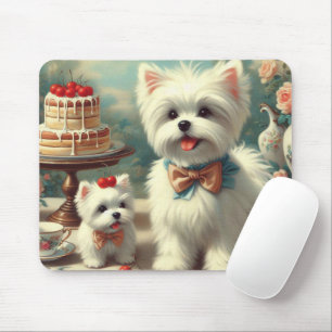 Cute Maltese Puppy Painting Mouse Pad