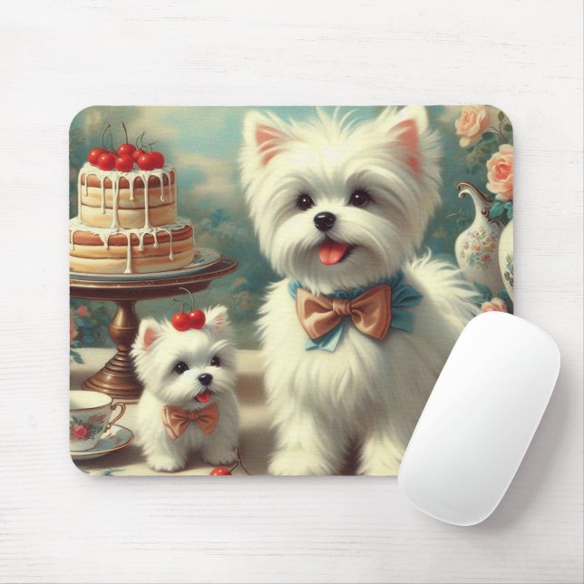 Cute Maltese Puppy Painting Mouse Pad (With Mouse)