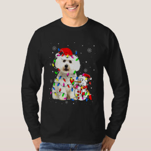 Cute Maltese Santa Hat Christmas Light Xmas T-Shirt