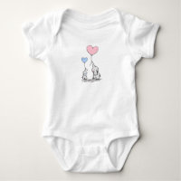 Cute Mama and Baby Elephants Baby One Piece Tee