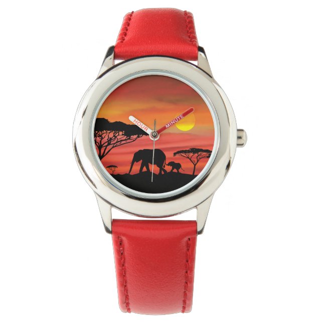 Cute Mama and Baby Elephants in the Serengeti Watch (Front)