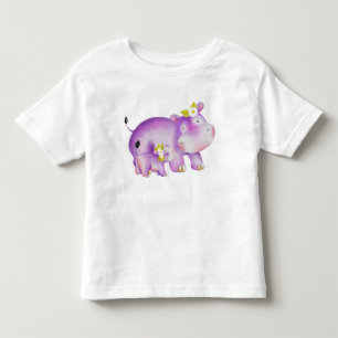 CUTE MAMA & BABY PURPLE HIPPO WITH DAISIES TODDLER T-Shirt
