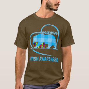 Cute Mama Bear Autism Awareness Mum With Heart Puz T-Shirt