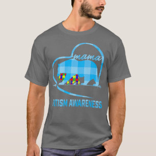 Cute Mama Bear Autism Awareness Mum With Heart Puz T-Shirt