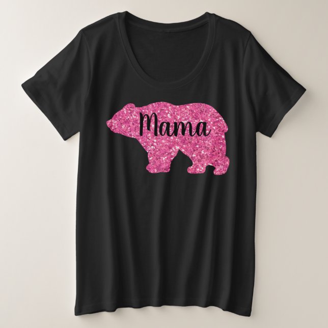 Cute Mama bear design mothers day gift black Plus Size T-Shirt (Design Front)