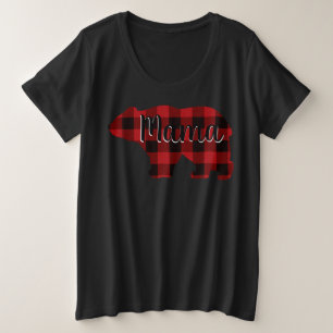 Cute Mama bear design red plaid mothers day gift Plus Size T-Shirt