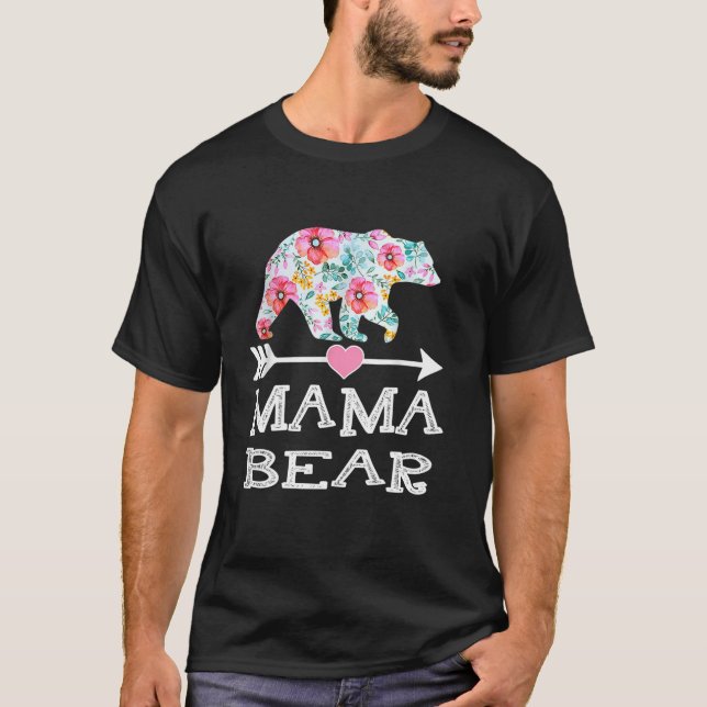 Cute Mama Bear Flowers Mother s Day Family Women L T-Shirt (Front)