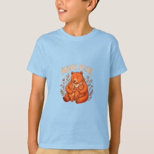 Cute Mama Bear with Baby Cubs Illustration T-Shirt