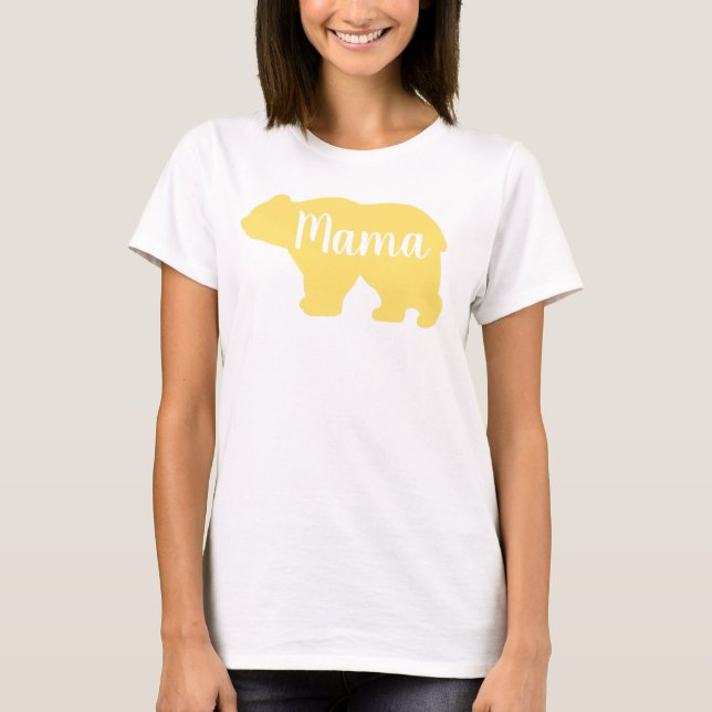 Cute Mama bear yellow design mothers day gift T-Shirt (Front)