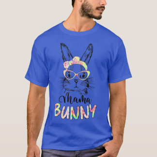 Cute Mama Bunny Face Glasses Tie Dye Headband East T-Shirt